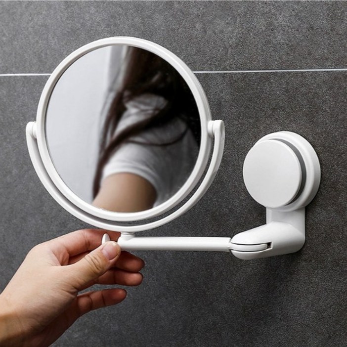 욕실용품 욕실양면거울 일반 확대 각도조절 흡착식 부착식, 화이트
