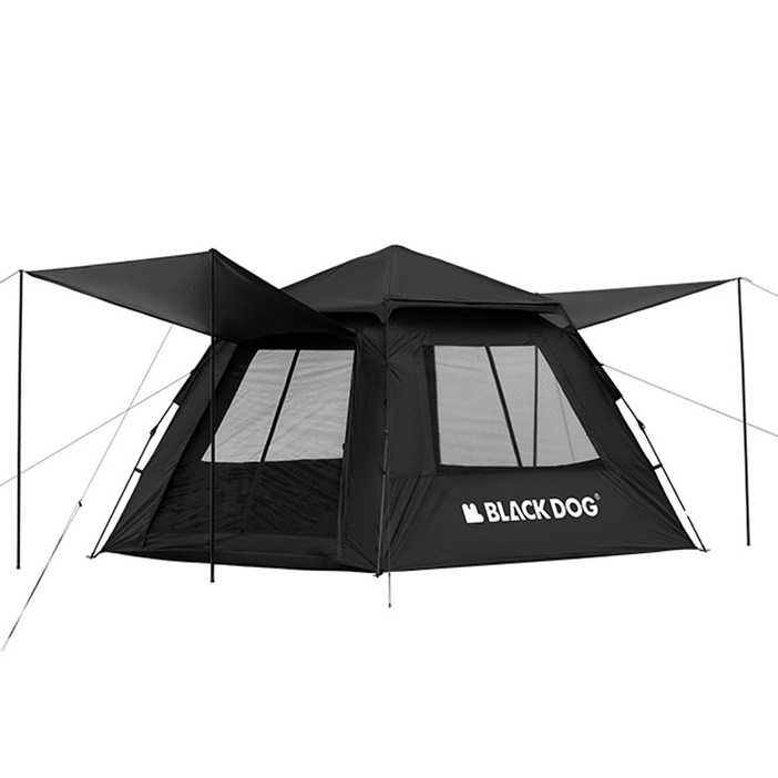 BLACKDOG 원터치 레저 2.4m 2도어 2윈도우 텐트 소형텐트 34인용 240x240x135 CBD2450WS030, 나이트 블랙, 34인용