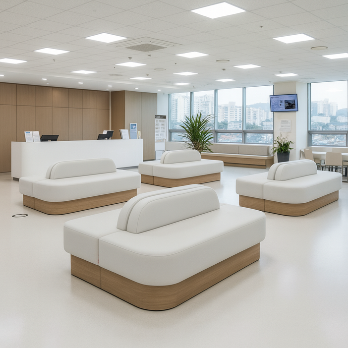 D84 병원쇼파 1500mm 대기실 휴게실 로비 피부과 소파 맞춤제작, DS-PU 블루