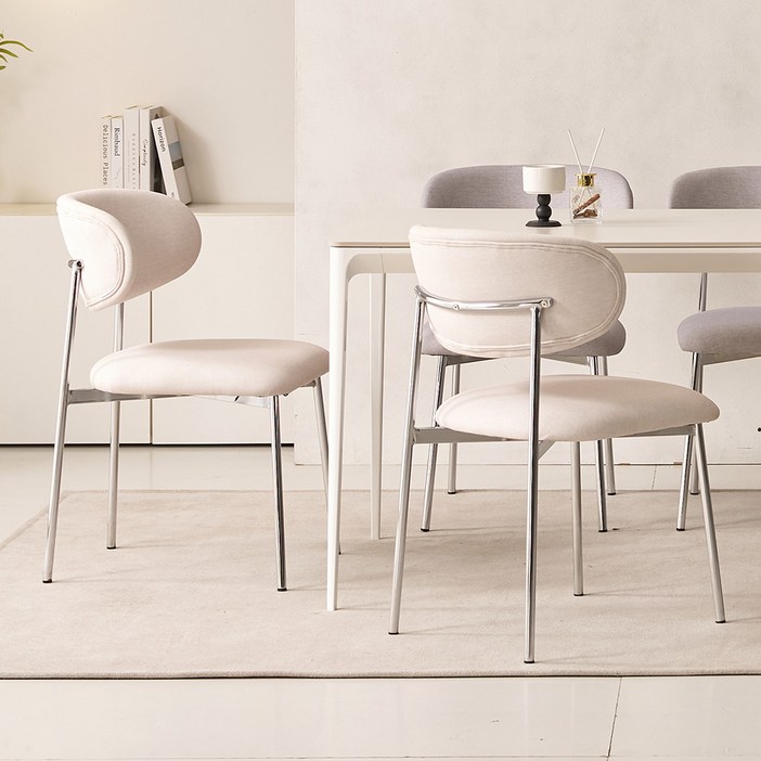 제이픽스 니케 패브릭 디자인 체어 카페 인테리어 철제 식탁의자, 1개, 핑크