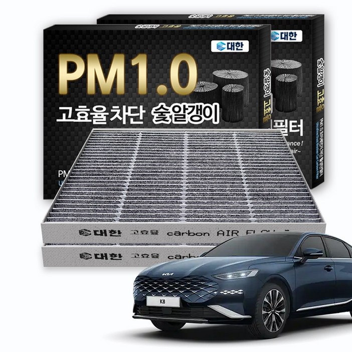 대한카필터 PM1.0 활성탄 에어컨필터, 2개, K8 하이브리드 KC118 대한카필터 PM1.0 활성탄 에어컨필터, 2개, K8 하이브리드 KC118