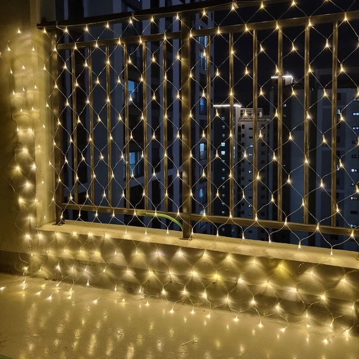 크리스마스 LED 24V 그물전구 256구 잔디 나무 캠핑 줄 야외 트리 전구 1분설치, 웜색, 6개