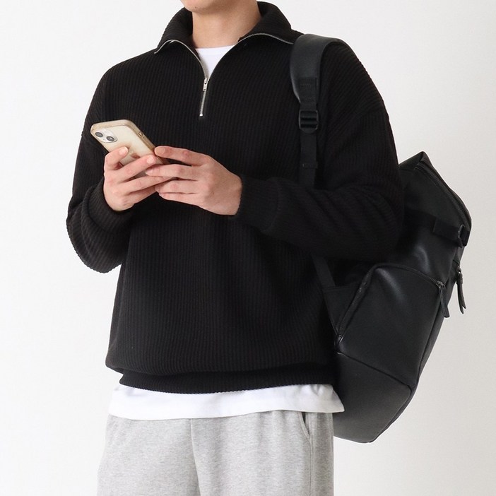 당일출고 M4XL 지지블랙 로베르 오버핏 하찌 반집업 니트 빅사이즈