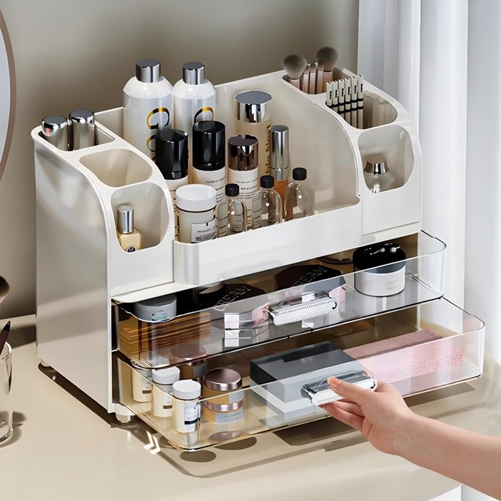 Shipshape 투명 서랍식 다용도 화장품 정리함 대용량 정리대