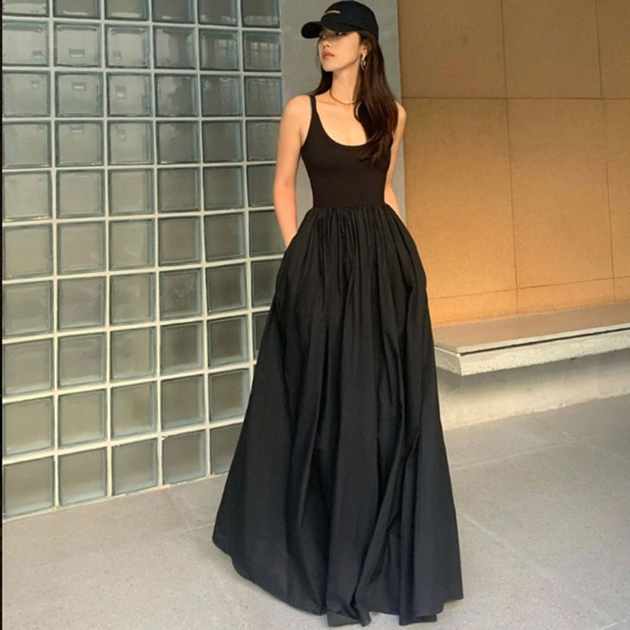 시크한 포켓 민소매 롱원피스