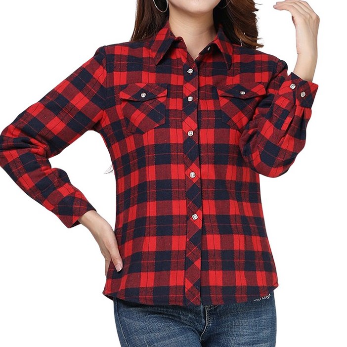 로로스키니 여성 기모 셔츠 체크 남방 겨울 블라우스 LS0485