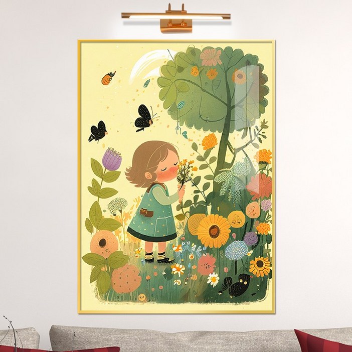 보고아트 꽃을 든 소녀 여인 여자 인물화 북유럽 카페 거실 그림 액자, 8 해바라기 꽃밭 과 소녀