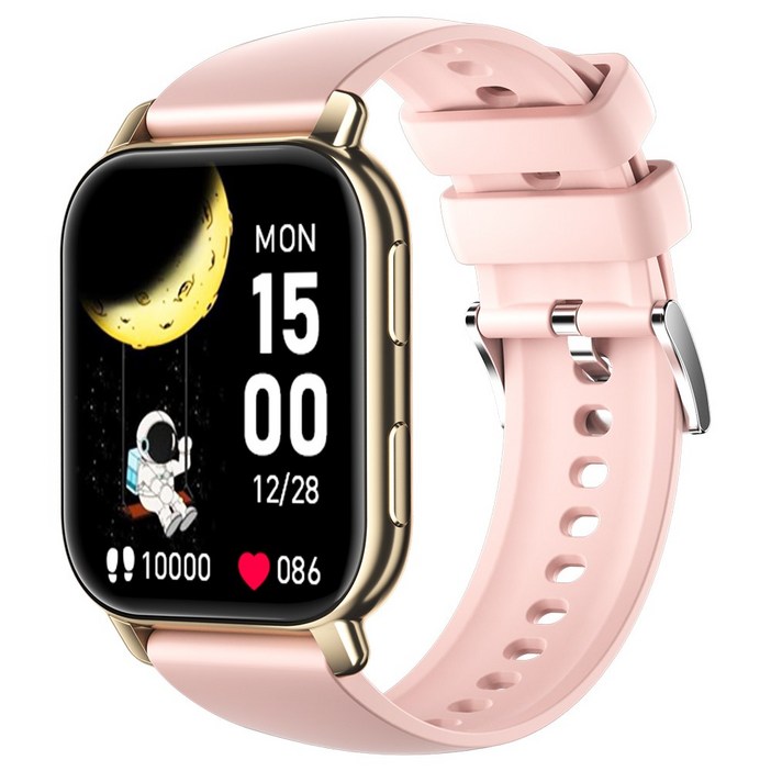 WAPIK 블루투스 통화메시지 알림 스마트워치 P5S 운동측정 1.85인치, 골드, 4.7cm, GPS  블루투스