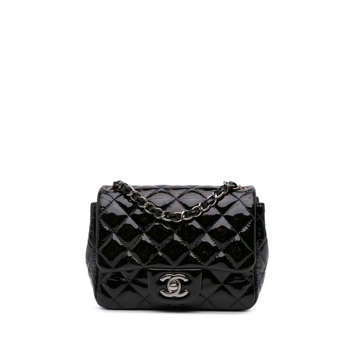 샤넬  중고 2014 미니 스퀘어 클래식 페이턴트 싱글 플랩 크로스 백