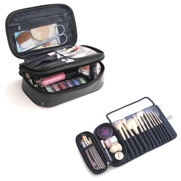 더블포켓 에나멜 2단 화장품 브러쉬 여행용 파우치 메이크업 가방 7종 브러쉬파우치