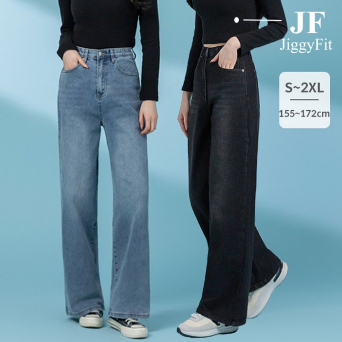 [지기핏] 3단 기장 와이드 밴딩 데님 팬츠 3컬러 S~2XL