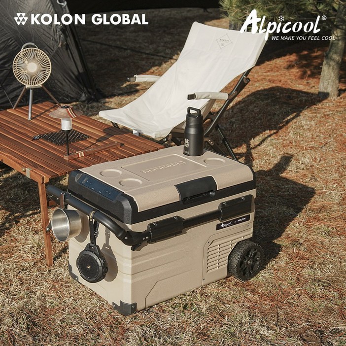 코오롱 공식판매 알피쿨 X시리즈 정품 캠핑 차량용 냉장고 블루투스 이동식 낚시 화물, 37L  X35, 샌드베이지