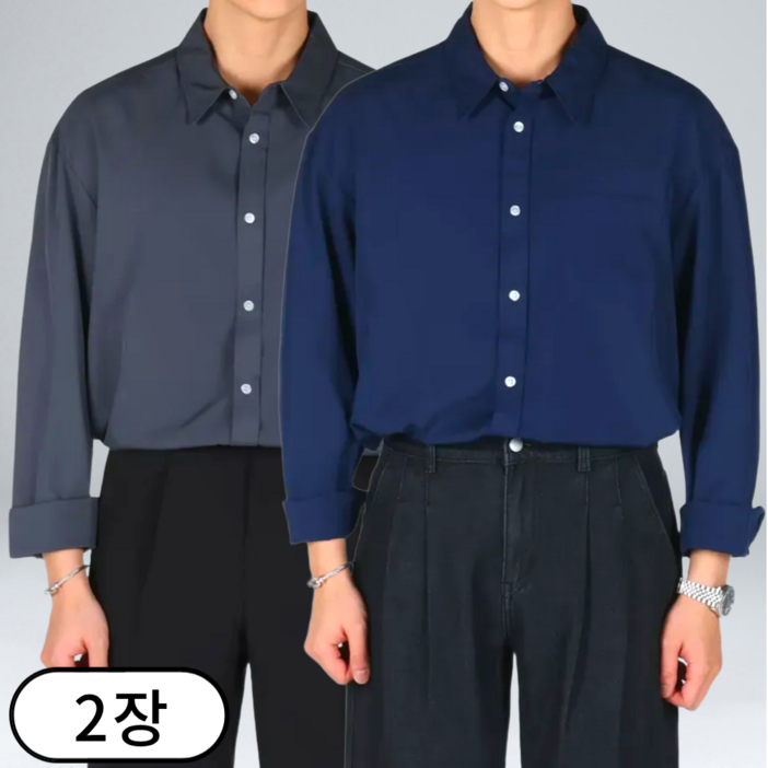 11 남자 링클프리 스판 오버핏 긴팔 셔츠 M5XL 67112