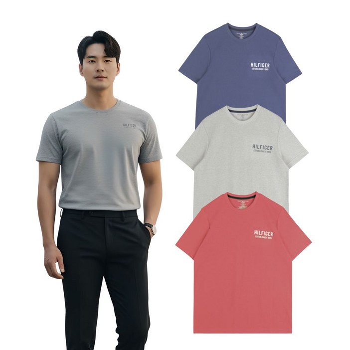 타미힐피거 남녀공용 로고 반팔티셔츠