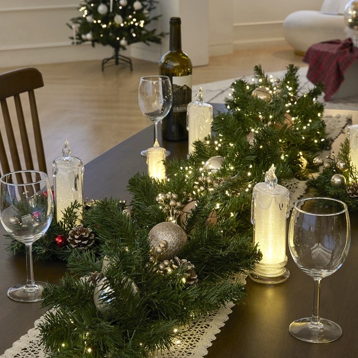 LED 크리스마스 홈파티 테이블 장식 인테리어 가랜드 벽장식 소품, 단일색상