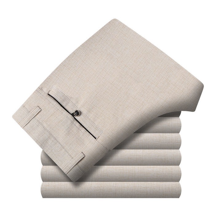 중년 남성 정장 바지 시원한 아이스 실크 린넨 캐주얼 팬츠 편안한 착용감 고급스러운 디자인