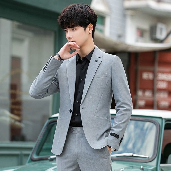 휠렉스 남성 캐주얼 사계절 원버튼 정장 수트세트  Y33