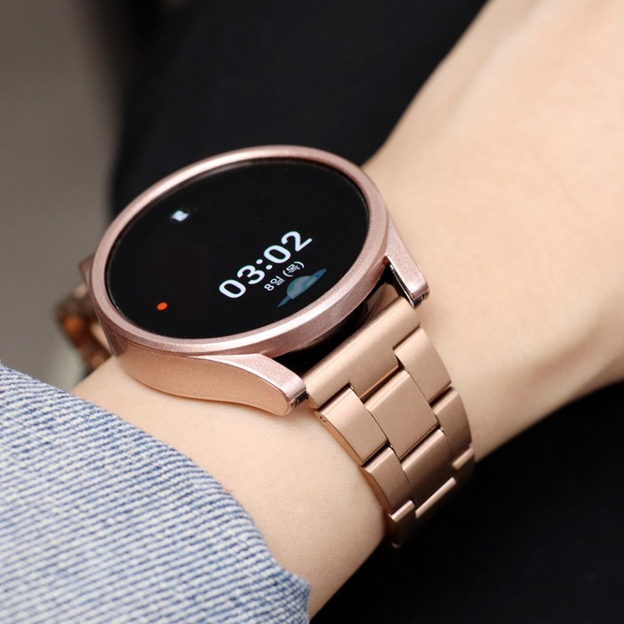 오르몽트 갤럭시워치8 7 6 5 4 3 호환 베이직 슬림 3선 메탈 스트랩 프로 클래식 액티브2 20mm 밴드 시계줄 줄질, 로즈골드