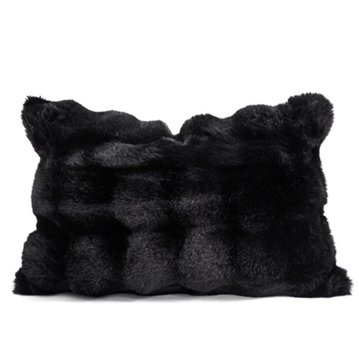 빅무드 버블밍크 퍼 쿠션 국산 솜포함 인테리어 소파쿠션, 블랙-커버만