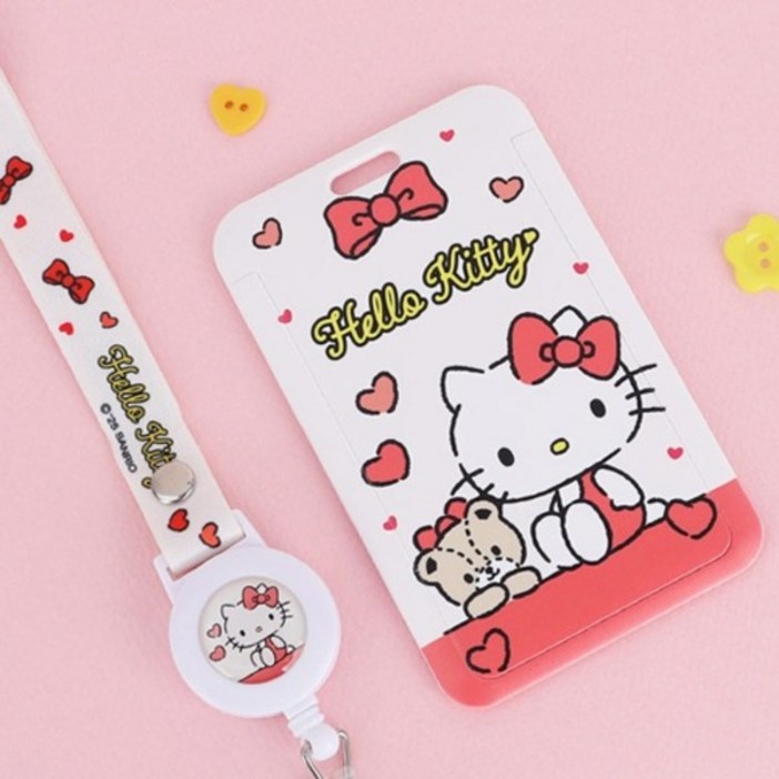 헬로키티 릴 목걸이 교통카드 케이스 사원증 홀더