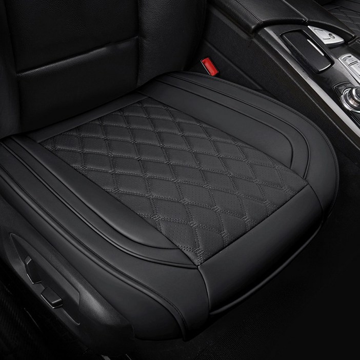 미카 올뉴모닝 차량용 시트PT 풀커버 삼각 가죽방석 BLACK, 1개, 리치블랙