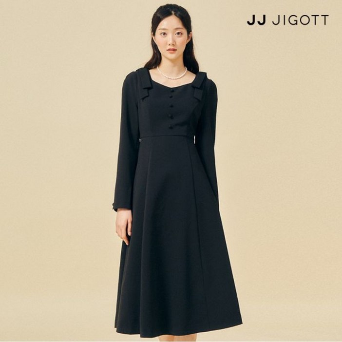 JJ지고트    리본 디테일 플레어 원피스 GP3P0OP311