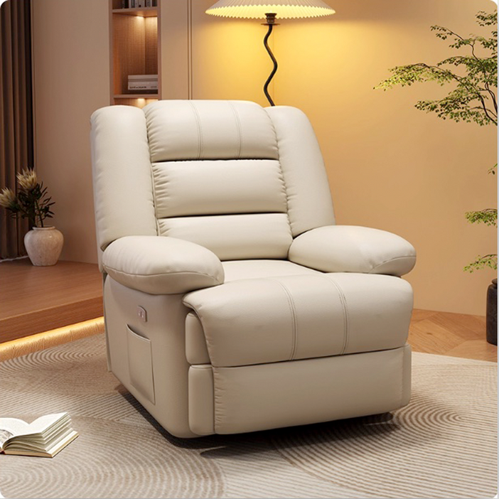 코지핏 전동 리클라이너 1인용 안마의자 무중력 회전 모션 소파 마사지 거실 홈카페 휴식용, 베이지