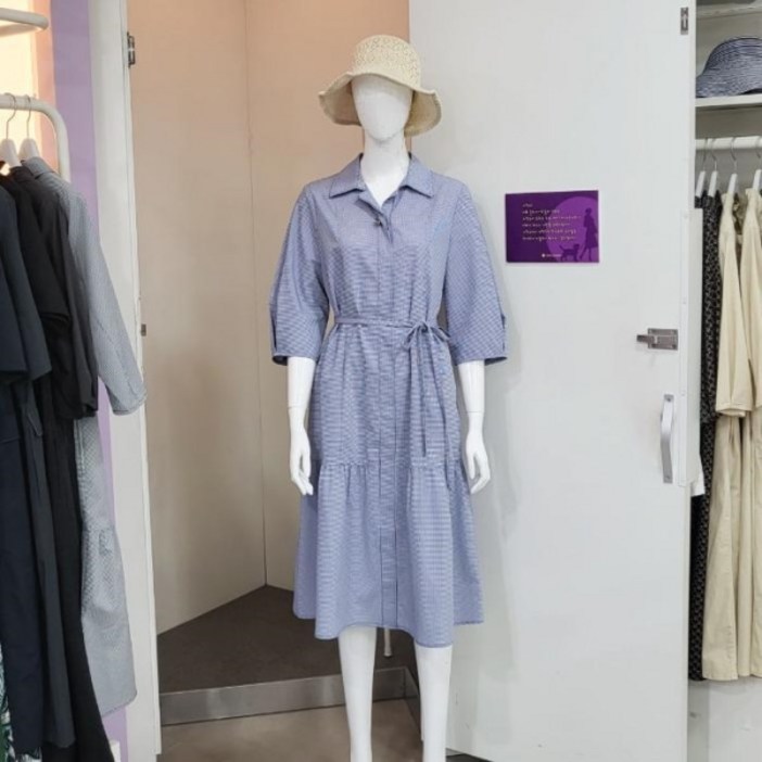 올리비아하슬러 DP01 시어서커 체크 원피스 OHDMOP101 16004315 649423