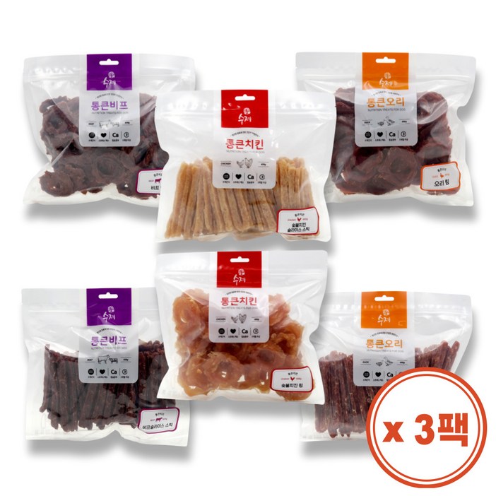 수제 통큰 대용량 강아지 간식 1.2kg600g x 3팩 치킨 오리 비프, 수제 통큰 비프슬라이스스틱 600g x 3팩