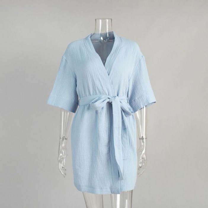 거즈 면 소재 샤워 가운 여성 남성용 베스 로브 커플 목욕 가운