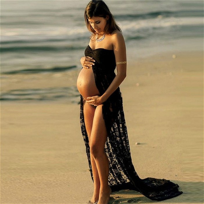 여성용 임신 출산 드레스, 사진 촬영용, 레이스 맥시 드레스, 임신 의류, 여름