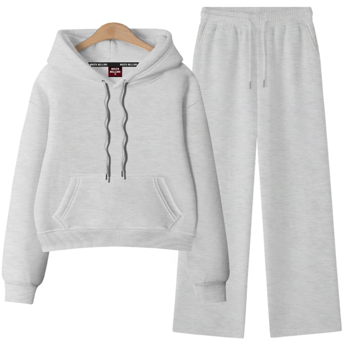 [ANSANGSA] 기모 무지 여성 후드 상하세트