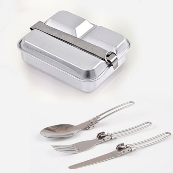 미니멀 캠핑용품 휴대용 스텐 반합 런치박스 , 수저 세트