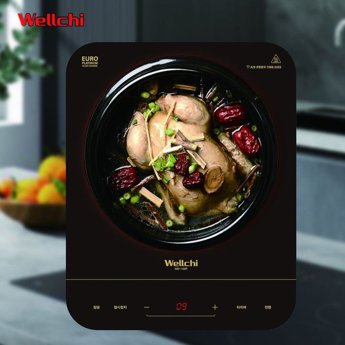 웰치 1구 인덕션 이동식 프리스탠딩 휴대용 전기레인지 전기렌지 캠핑 WEI100PN