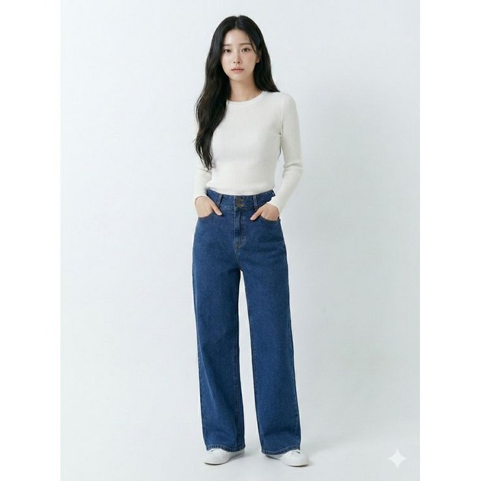 [] [에고이스트] 인디고 더블 버튼 와이드 데님팬츠 EN4DP062 595734