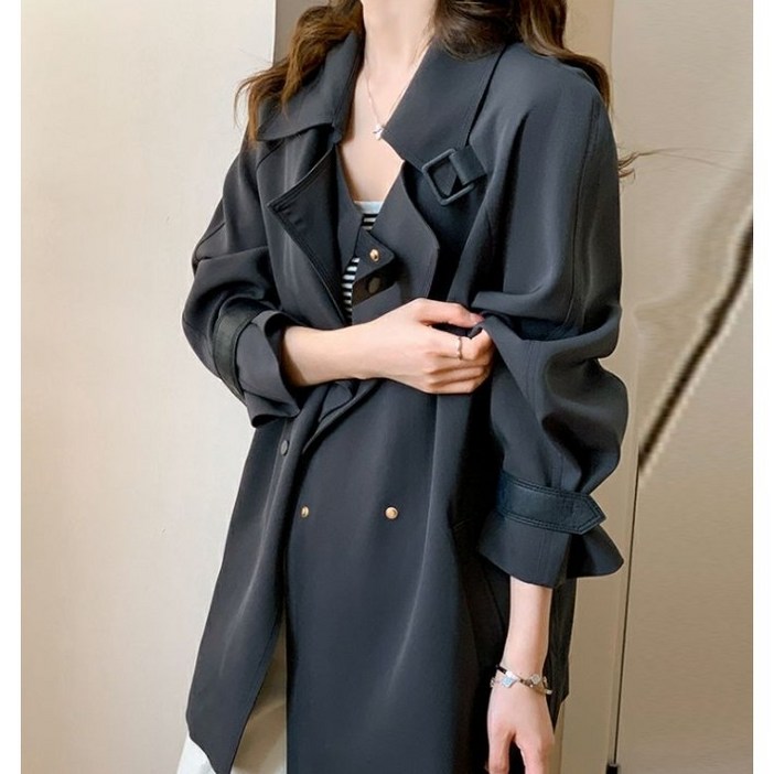 옌츠 트렌치코트 여자 봄가을 패션 통근 코트 25N0719