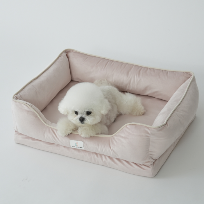 홀릭하임 슬개골보호 에그폼 강아지 쿠션 고양이 극세사 사각 대형 중형 소형 하우스 쇼파 S02, 1개, 핑크