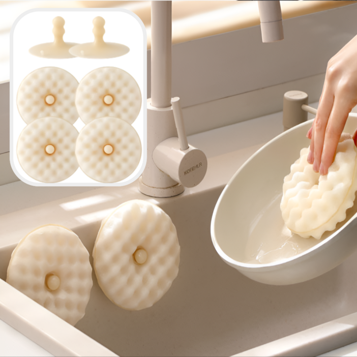 리치라라 거품폼폼 주방 흡착 수세미, 1개, 4개입