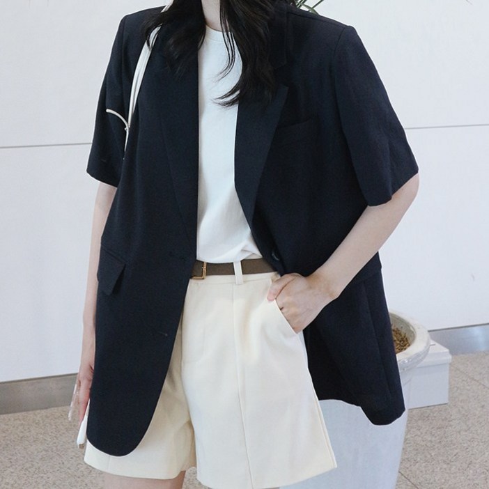 (국내 자체 제작)(당일 발송) 투버튼 반팔 자켓 (10color)