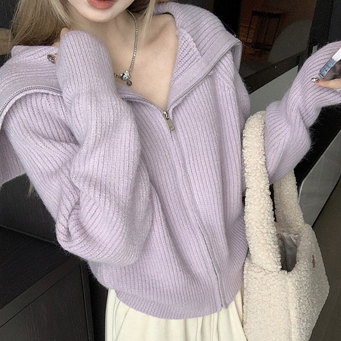 메이킹유 터틀넥 긴팔 가디건 WC7037에타니트집업