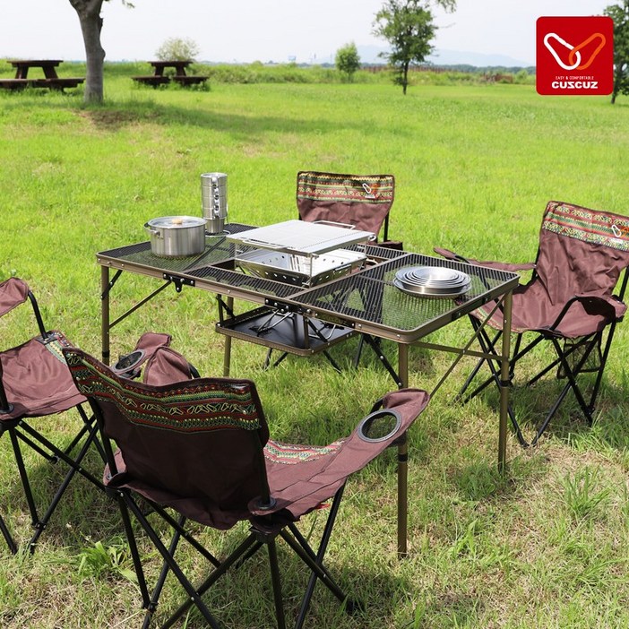 커스커즈 아이언 메쉬 3단 화로대 테이블