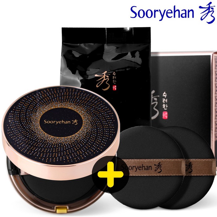 수려한 블랙 진생 쿠션 파운데이션 기획 (본품+리필+퍼프2개) (SPF50+ PA+++), 블랙 진생 쿠션 21호, 1개