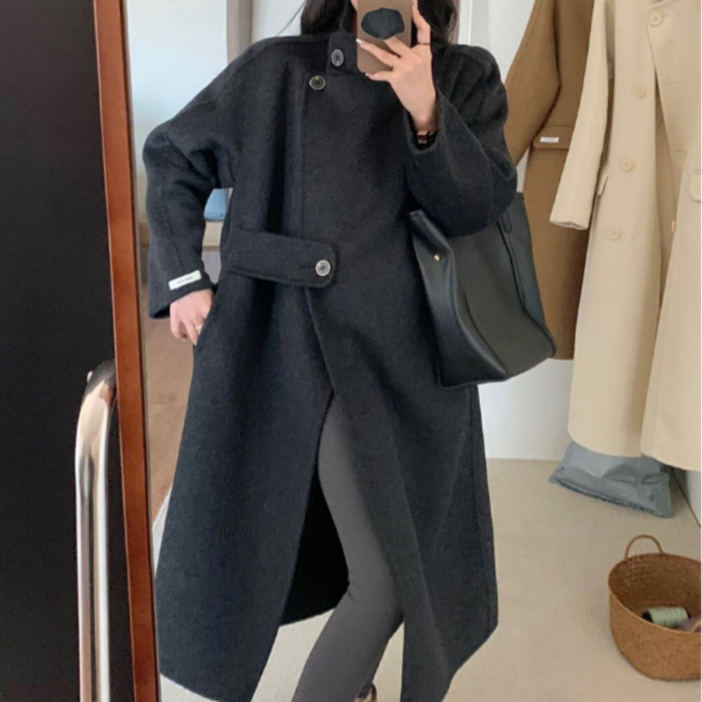 핸드메이드 롱 코트 여성 울코트 유니크코코