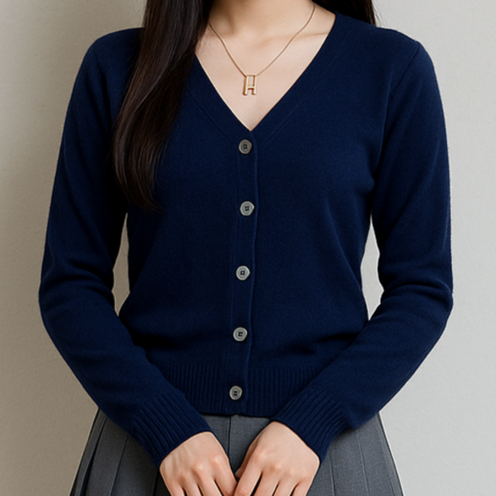 소프트터치 여성 브이넥 긴팔 니트가디건 데일리 비스코스 니트가디건