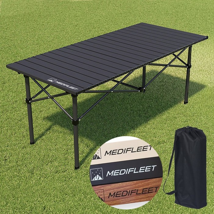 메디플릿 접이식 롤업 아웃도어 경량 캠핑 테이블, 블랙