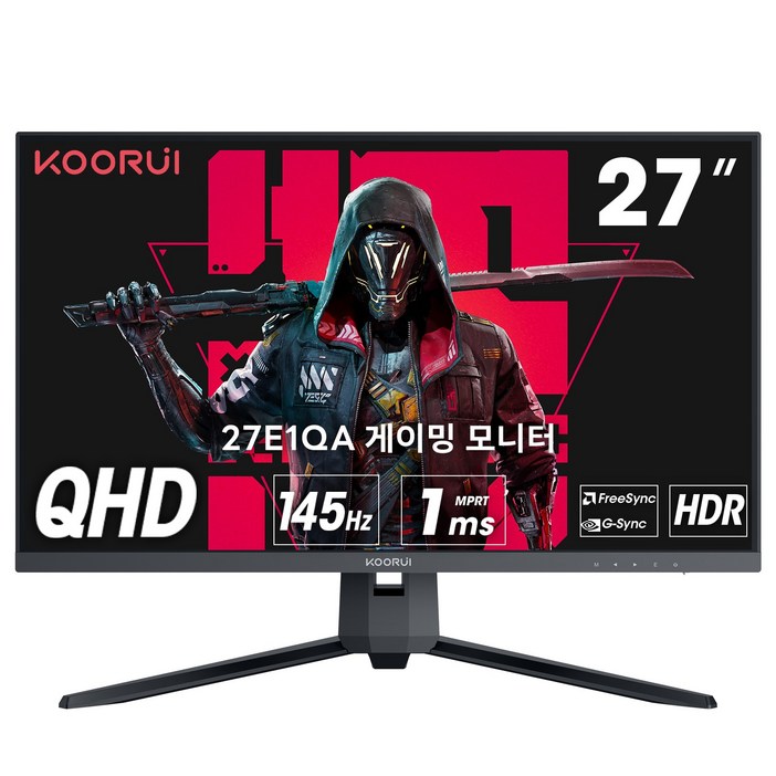 KOORUI 68.58cm VA QHD HDR리얼144HzMPRT1ms 게이밍 모니터 27E1QA 블랙 KOORUI 68.58cm VA QHD HDR리얼144HzMPRT1ms 게이밍 모니터 27E1QA 블랙