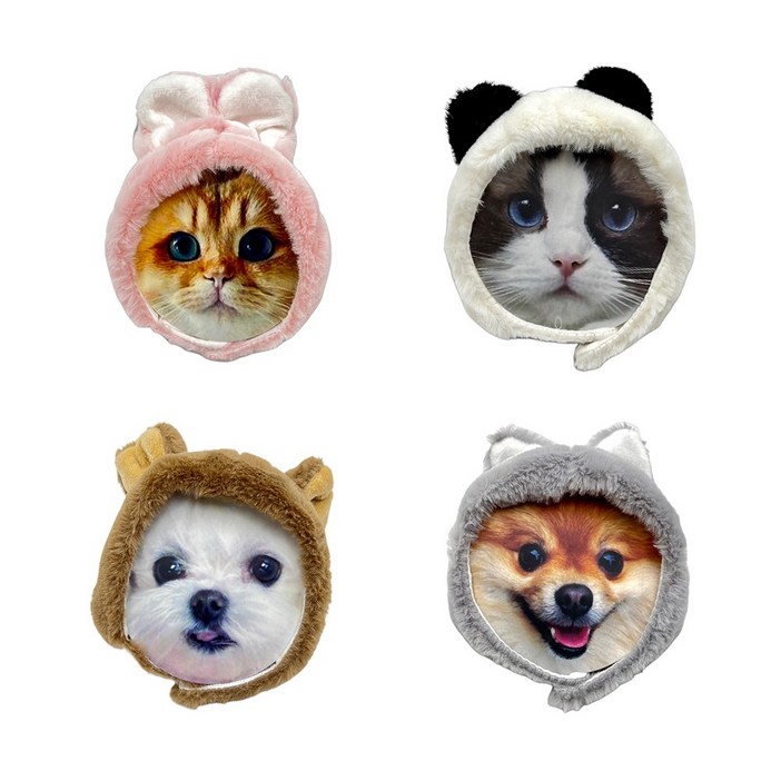 댕냥이 털모자 소형견 소형견 강아지 고양이 귀마개 귀도리 사이즈조절 귀여운 캐릭터