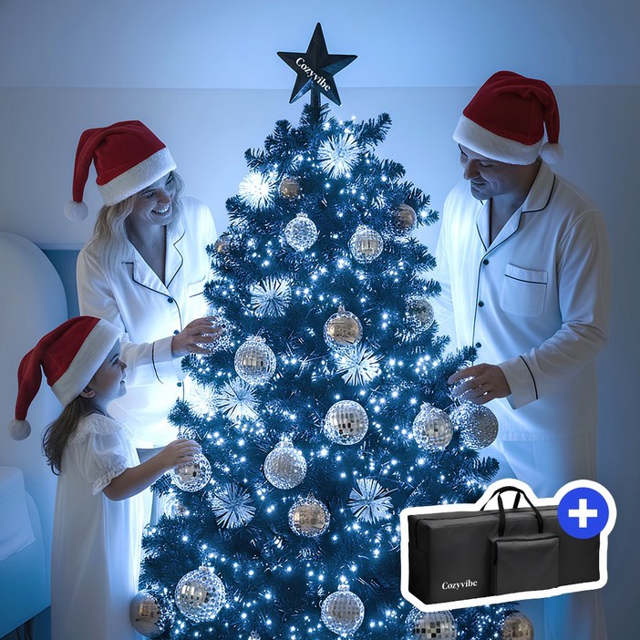 코지바이브 크리스마스 블랙 트리 3색 변환 지네전구 세트 구성