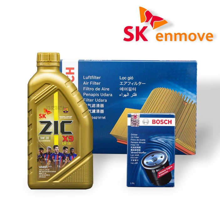 아반떼 CN7 MPI 가솔린 엔진오일 세트 지크 X9 LS 5W30 4L 보쉬 필터 A 3029 O 0380, 4L, 1세트
