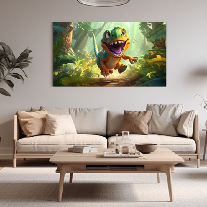MP 거실 인테리어 부자되는 어린이 만화 공룡 밀림 숲속 가로 그림 No.100